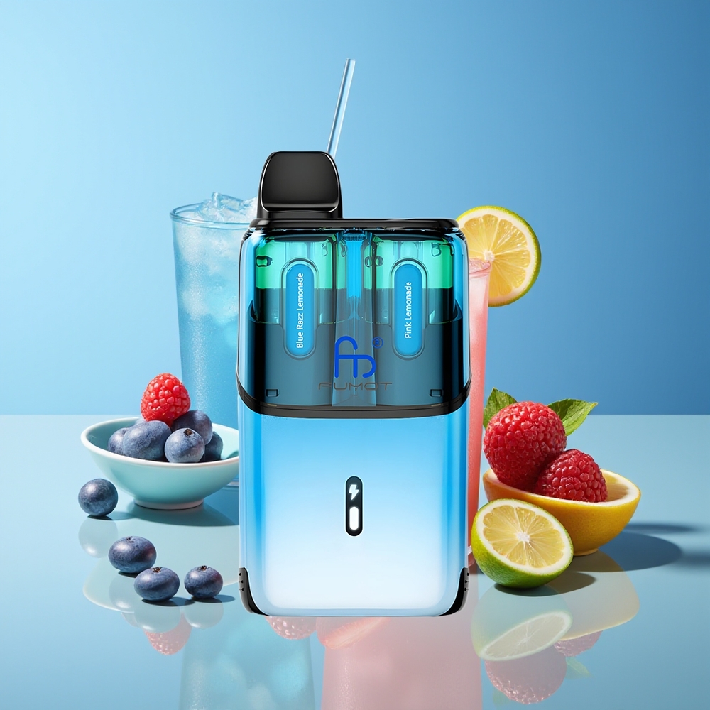 Fumot Ultra T32000 32000 Bocados Carga Rápida Tipo-C y Bobina de Malla Azul Frambuesa Limonada - Limonada Rosa