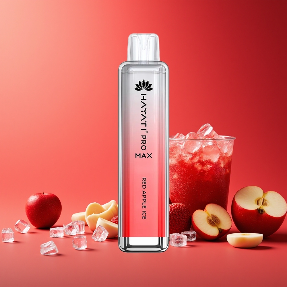 Hayati Pro Max 4000 Caladas Vape Desechable Manzana Roja Hielo Recargable LED Cristal 2ml 10ml