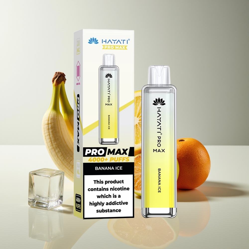 Hayati Pro Max 4000 Caladas Vape Desechable Plátano Hielo Recargable 5% Nicotina