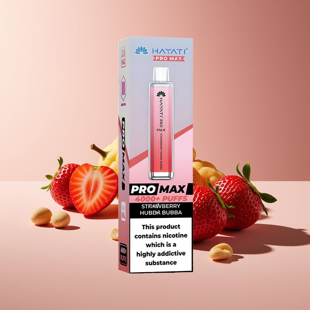 Hayati Pro Max 4000 Caladas Vape Desechable Recargable Fresa Hubba Bubba