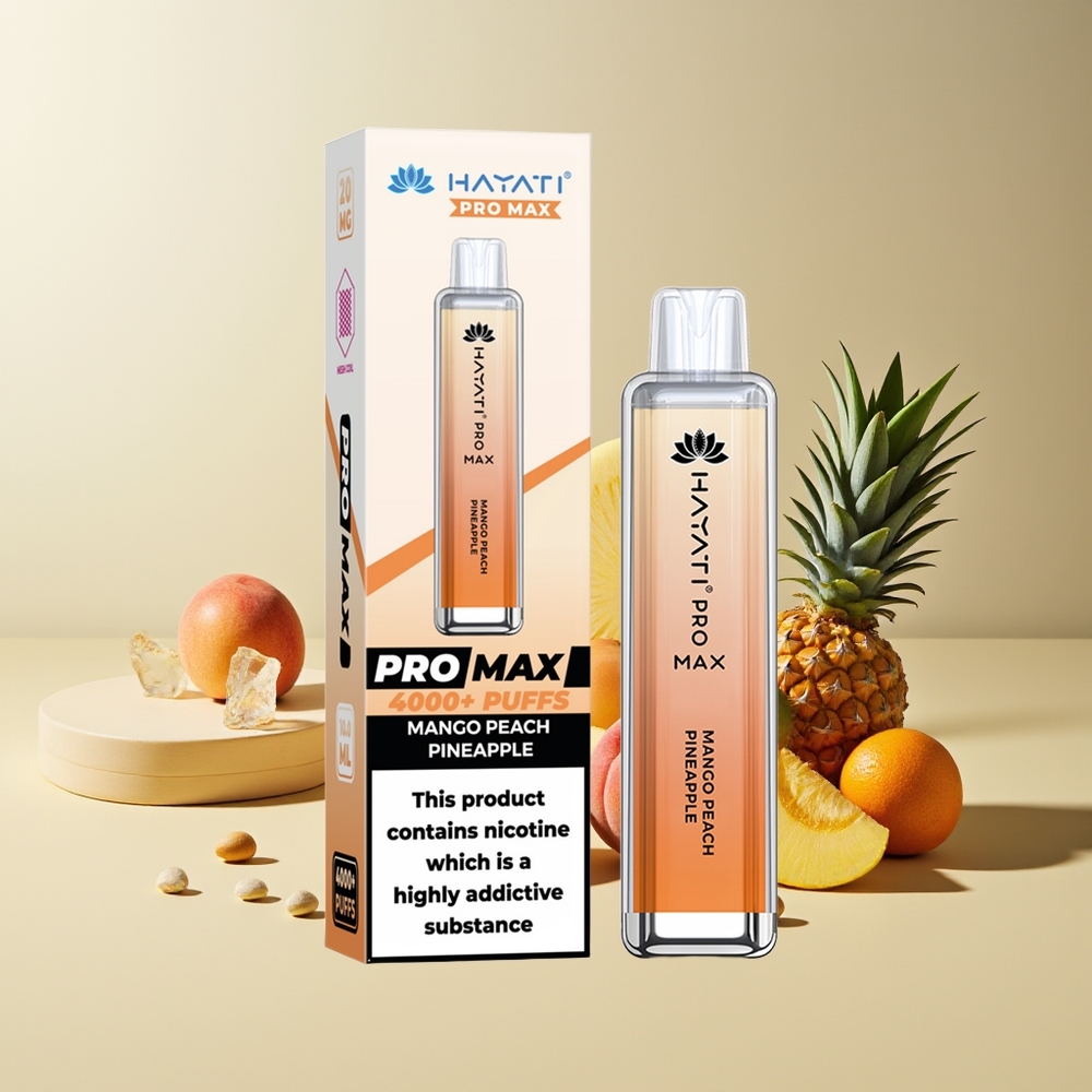 Hayati Pro Max 4000 Caladas Vape Desechable Recargable con LED Mango Melocotón Piña