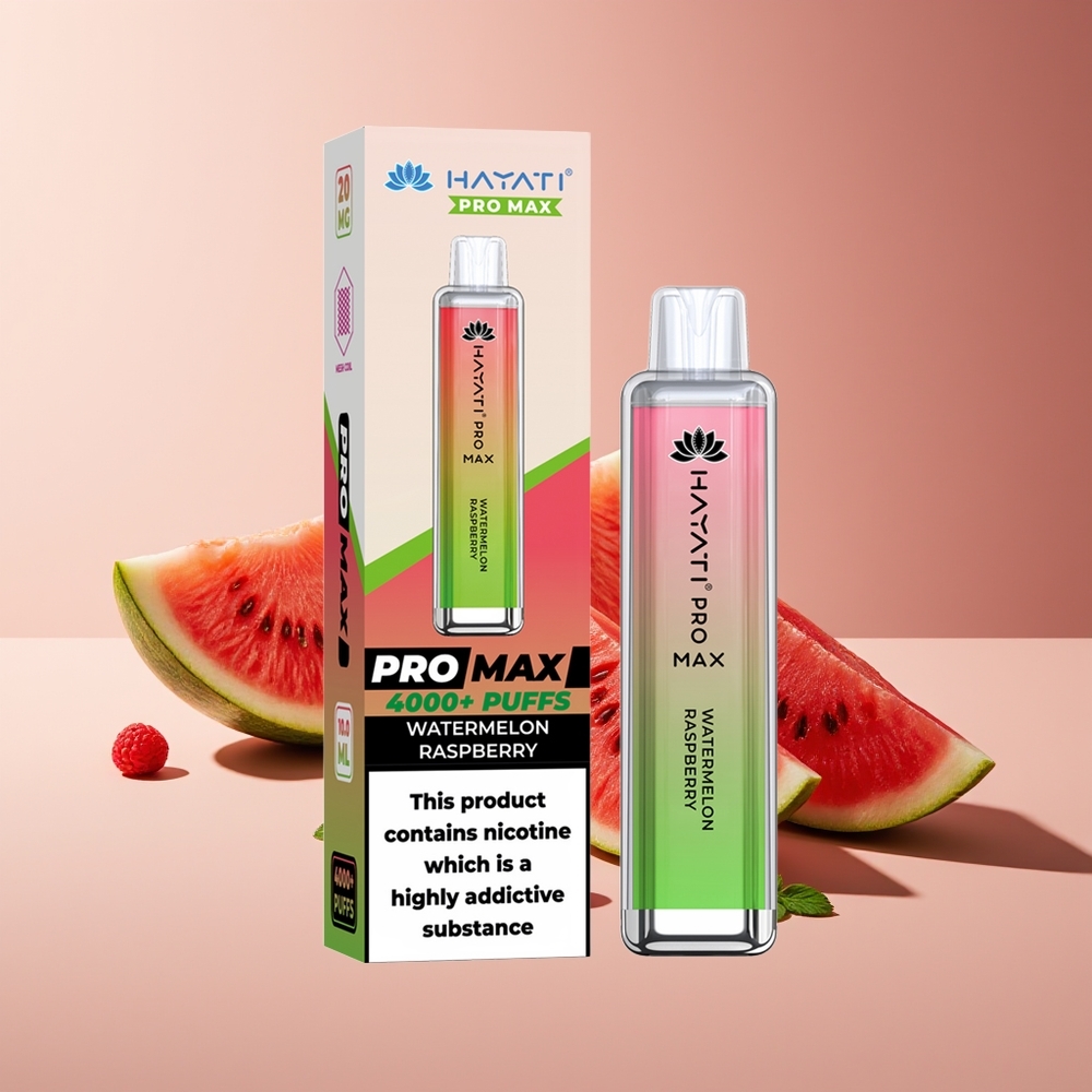 Hayati Pro Max 4000 Caladas Vape Recargable con Batería 1400mAh Sandía Frambuesa