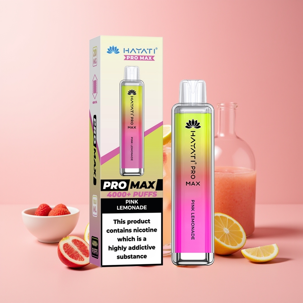 Hayati Pro Max 4000 Puffs Recargable Batería 1400mAh LED Limonada Rosa