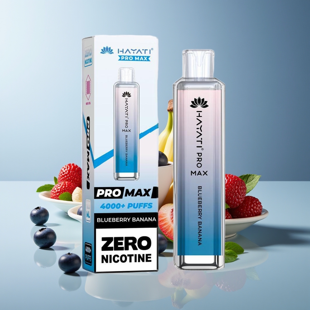 Hayati Pro Max 4000 Puffs Vape Recargable 2ml/10ml con Luz LED Arándano Plátano