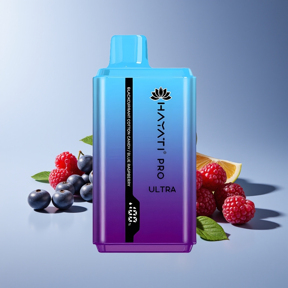 Hayati Pro Ultra 15000 Bocados 850mAh 24ml 2% Grosella Negra Algodón de Azul Frambuesa Azul