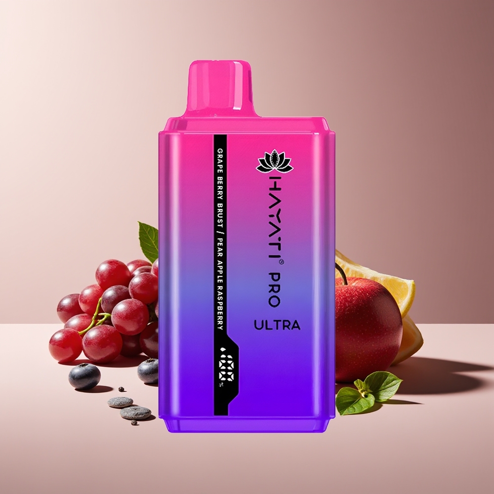 Hayati Pro Ultra 15000 Puffs 850mAh 24ml 2% Explosión de Uva Berry Pera Manzana Frambuesa