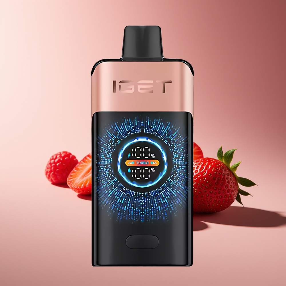 IGET ONE 12000 Puffs Material PCTG+ALU+PC Batería 2700 mAh Pantalla Curva Grande Fresa Frambuesa