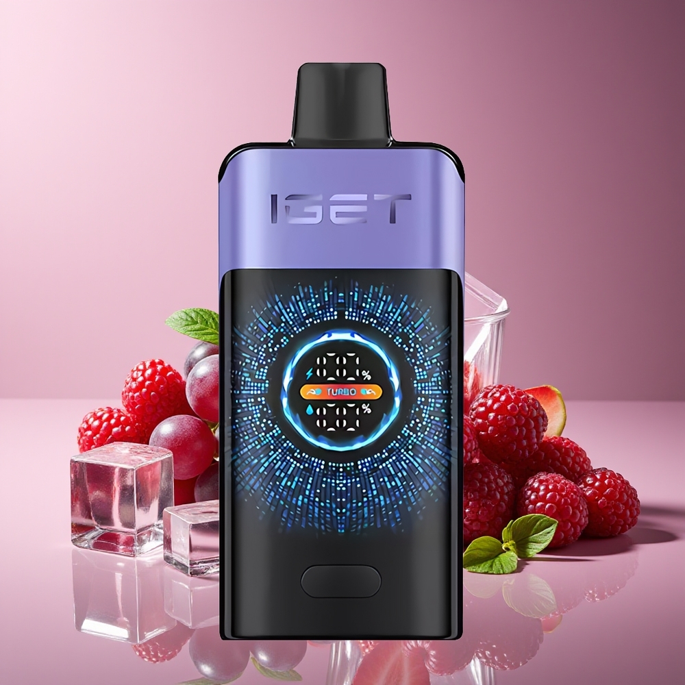 IGET ONE 12000 Puffs Turbo Dual Mesh Pantalla Grande Frambuesa Uva Hielo