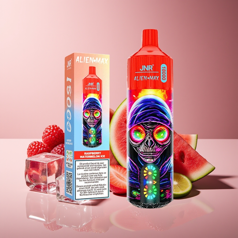 JNR Alien Max 18000 Chupadas Pantalla LED Doble Malla Frambuesa Sandía Hielo