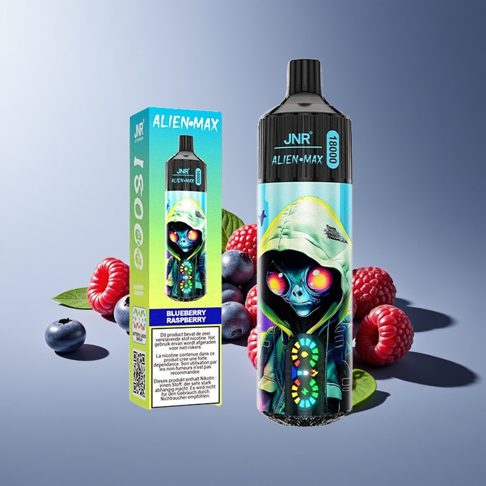 JNR Alien Max 18000 Puffs Dual Mesh LED Tipo-C Arándano Frambuesa