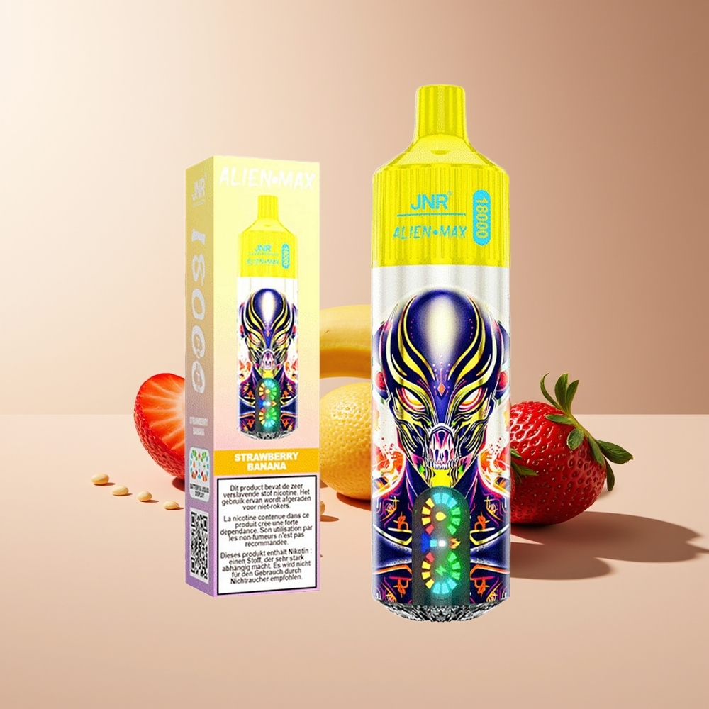 JNR Alien Max 18000 Puffs Pantalla LED Doble Malla Fresa Plátano