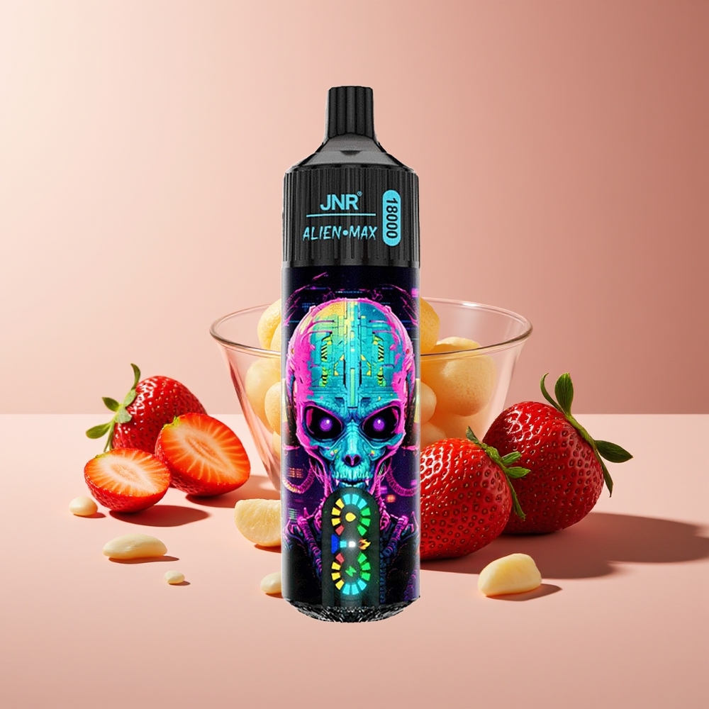 JNR Alien Max 18000 Puffs Pantalla LED Dual Malla 28ml Fresa Hubba Bubba