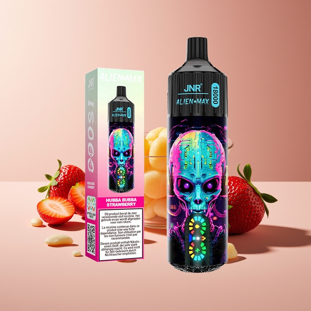 JNR Alien Max 18000 Puffs Pantalla LED Dual Malla 28ml Fresa Hubba Bubba