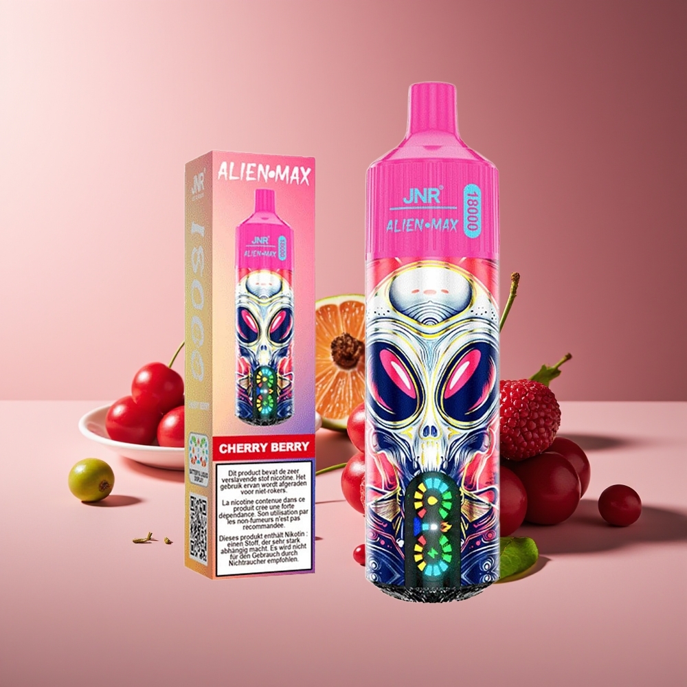 JNR Alien Max 18000 Puffs Pantalla LED Dual Mesh 28ml Cereza Baya