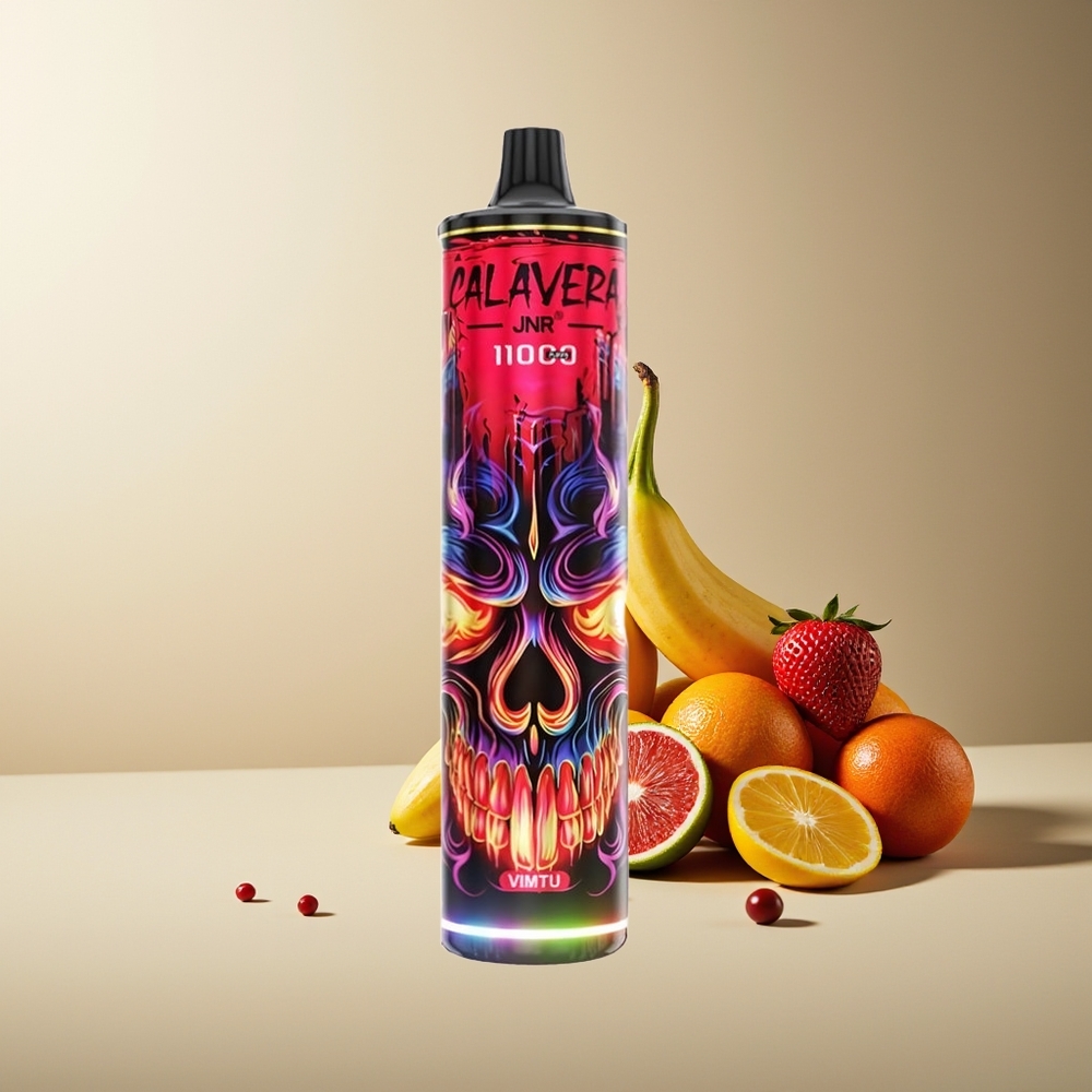 JNR Calavera 11000 Caladas Vape Desechable con Puerto Tipo-C, Batería 850 mAh, 21ml de Líquido, Bobina Mesh 1.0ohm, 0%/2%/5% Nicotina y Combinación de Sabores