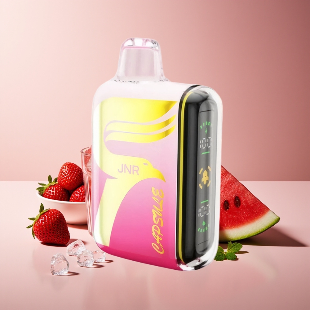 JNR Capsule 15000 Puffs Pantalla Inteligente Carga Rápida Type-C Fresa Sandía Hielo