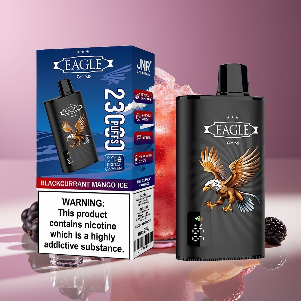 JNR EAGLE Smart 23000 Puffs Pantalla Digital Bobina Malla 1.0ohm 25ml Grosella Negra Mango Hielo