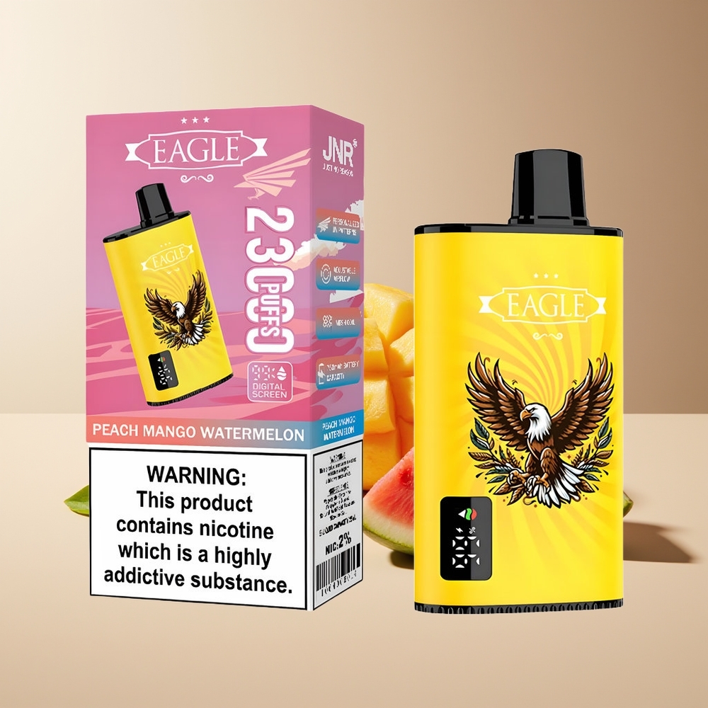 JNR EAGLE Smart 23000 Puffs Pantalla Digital Bobina Mesh 1.0ohm Ajuste de Flujo de Aire Durazno Mango Sandía
