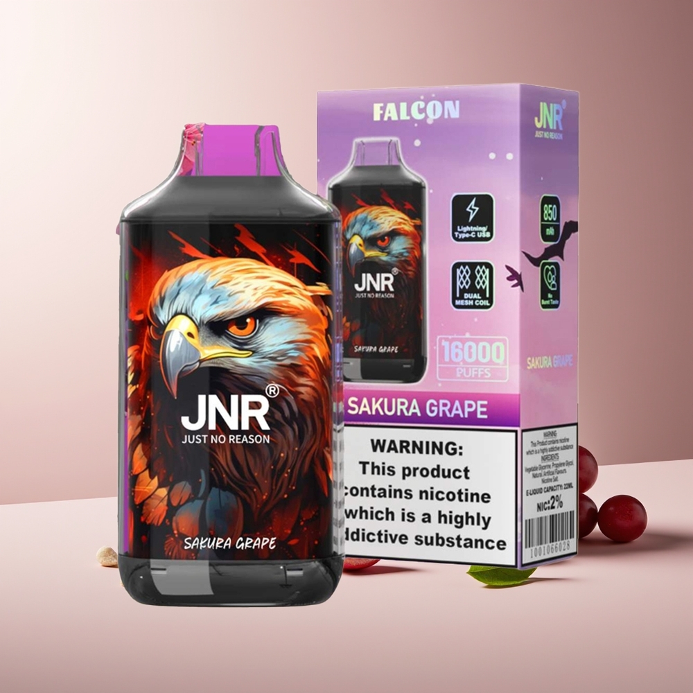 JNR Falcon 16000 Puffs 850 mAh 22ml Doble Malla Sakura Uva
