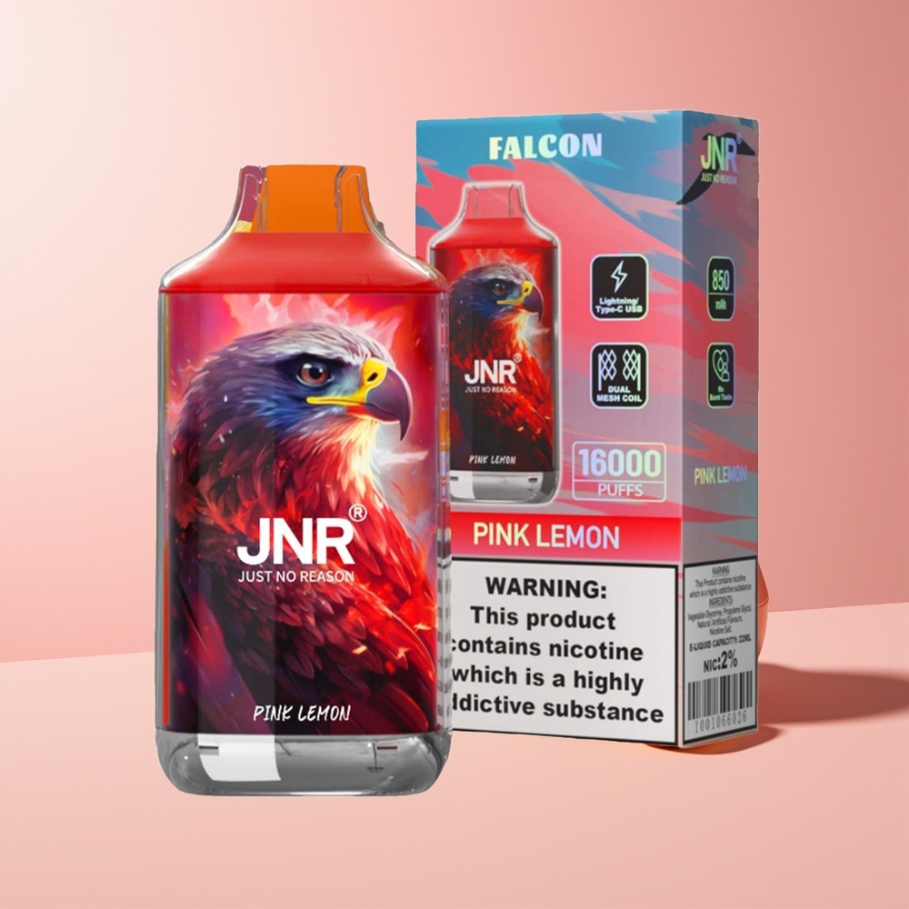 JNR Falcon 16000 Puffs 850mAh 22ml Doble Malla Rosa Limón