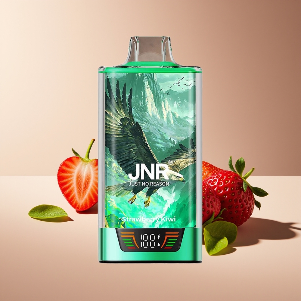 JNR Falcon Pro 28000 Disposable Vape Fresa Kiwi Pantalla Inteligente Dual Mesh