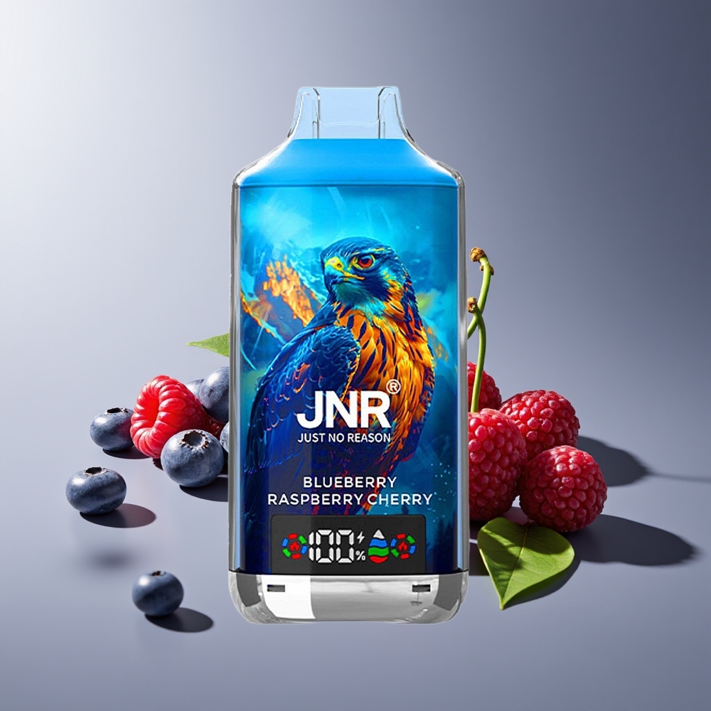 JNR Falcon X 18000 Puffs 750mAh 24ml Doble Malla Doble Núcleo Pantalla Digital Carga Rápida Type-C 0% 2% 5% Arándano Frambuesa Cereza