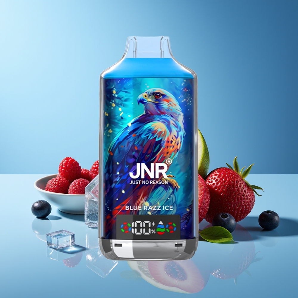 JNR Halcón X 18000 Puffs Pantalla Digital Carga Rápida Dual Malla Blue Razz Ice