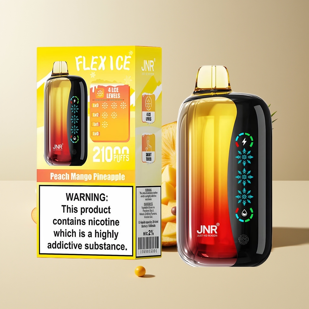 JNR Flex Ice 21000 Puffs Pantalla Táctil Aire Personalizable Durazno Mango Piña
