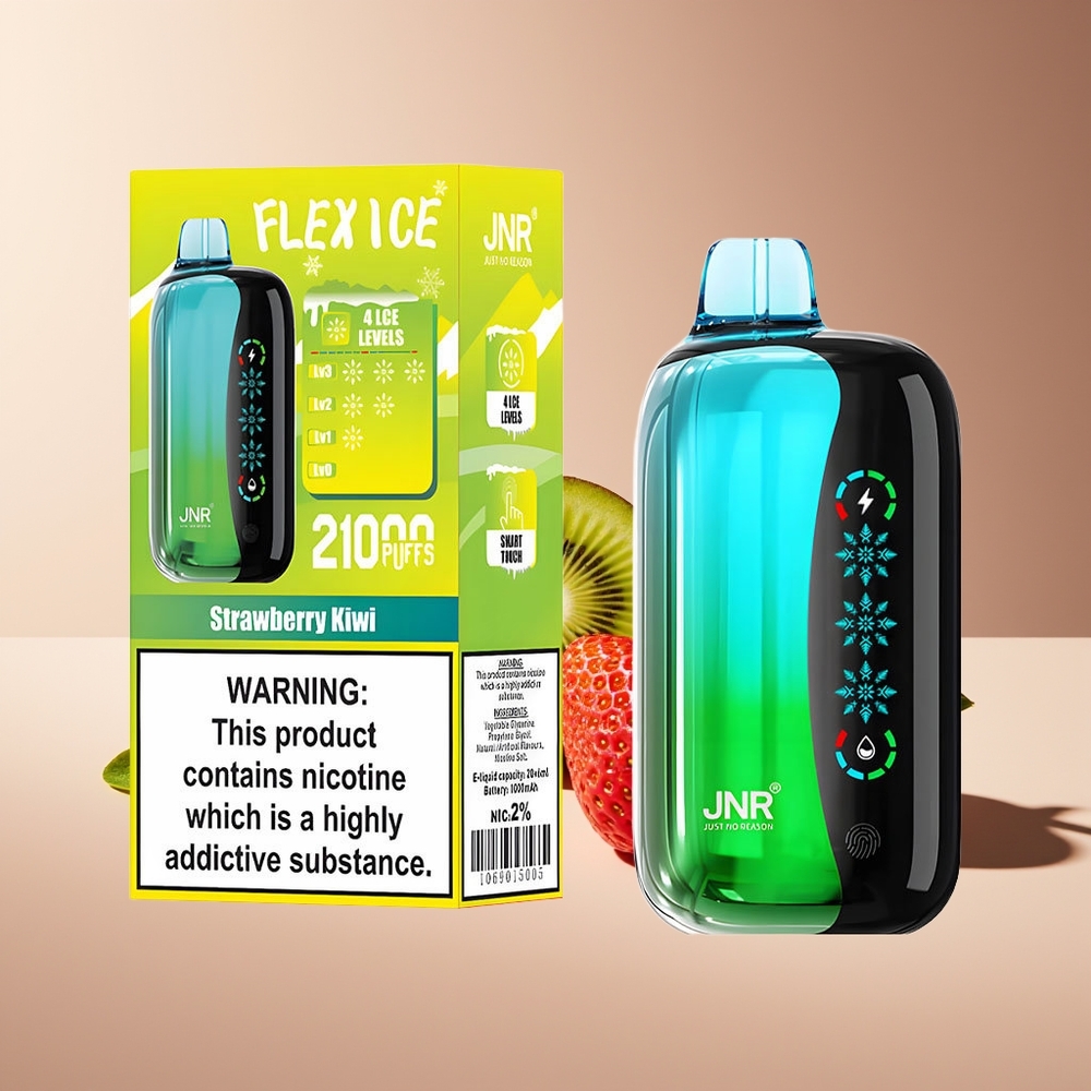 JNR Flex Ice 21000 Puffs Toque de Pantalla Aire Ajustable Fresa Kiwi