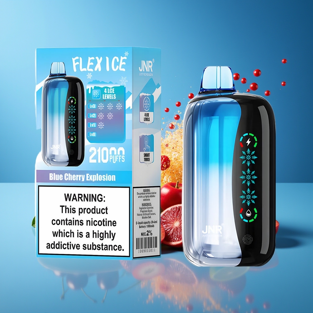 JNR Flex Ice 21000 Puffs Vapor Desechable Ajustable Pantalla Táctil Explosión Cereza Azul