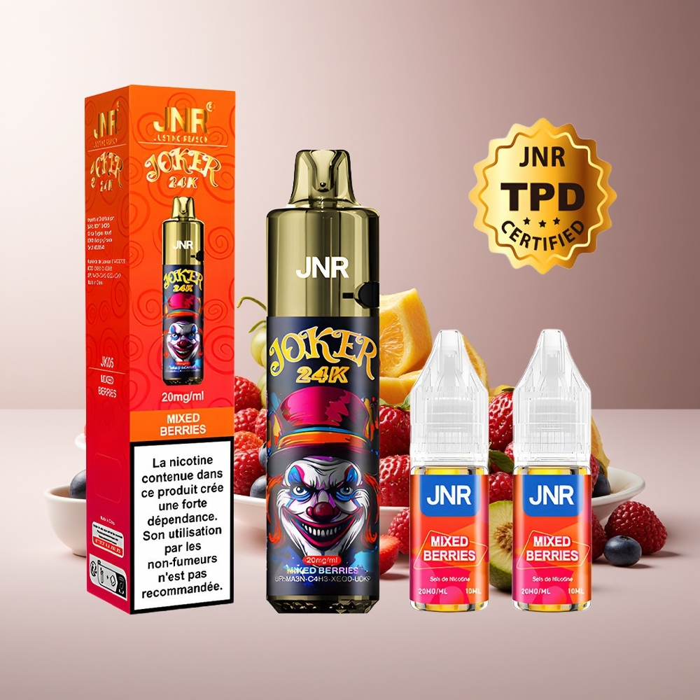 JNR Joker 24K Puffs Recargable Niveles Visibles de Líquido 2+10ml Frutas Mixtas