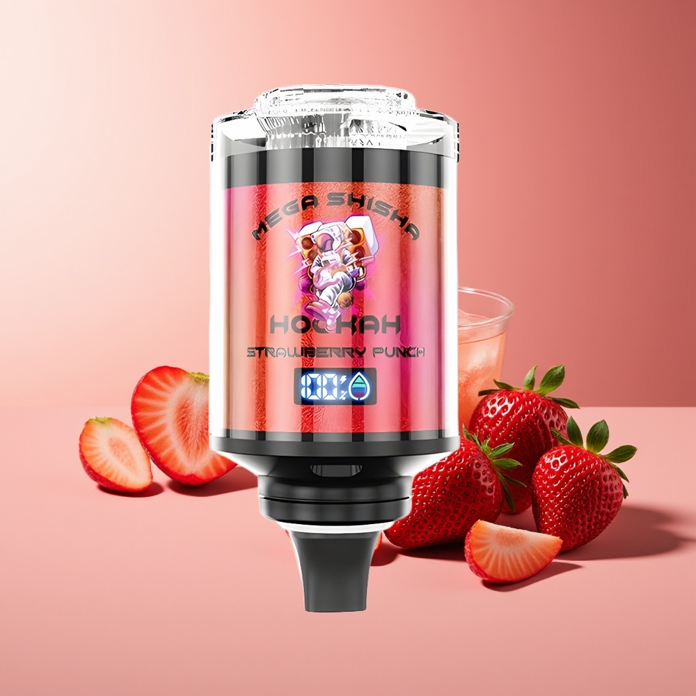 JNR Mega Shisha Hookah 100K Bocas Compatibilidad de Escritorio 70.2mmx270mmx143.2mm 2200mAh Tipo-C Punch de Fresa