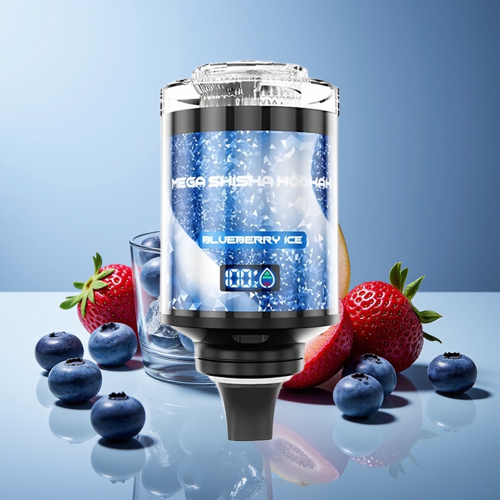 JNR Mega Shisha Hookah 100K Bocas Pantalla Inteligente Carga Rápida Ajustable Arándano Azul Hielo