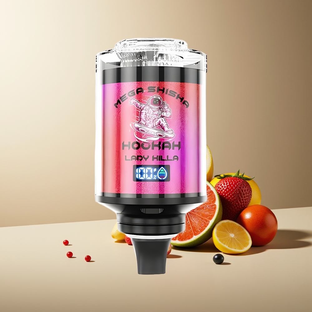 JNR Mega Shisha Hookah 100K Bocas Pantalla Inteligente Tipo-C Carga Rápida 2200mAh Ajustable Lady Killa
