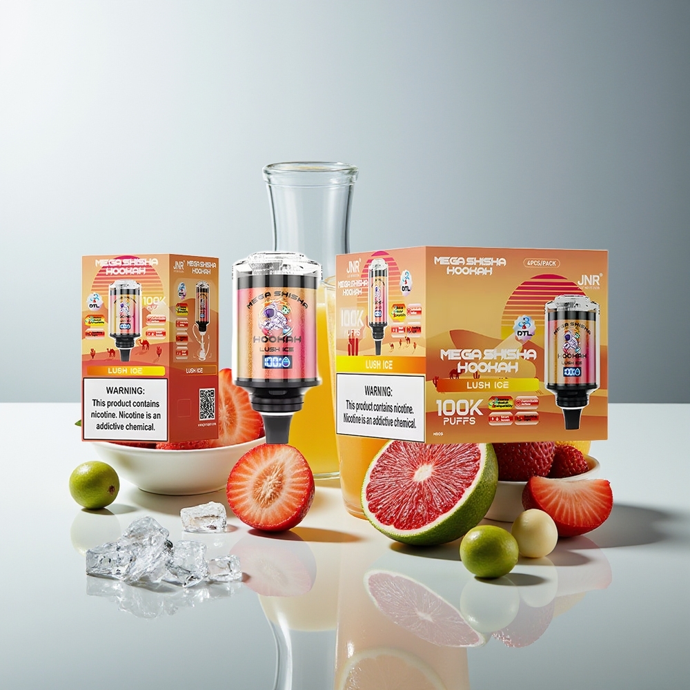 JNR Mega Shisha Hookah 100K Pantalla Inteligente Carga Rápida Tipo-C Helado Lujoso