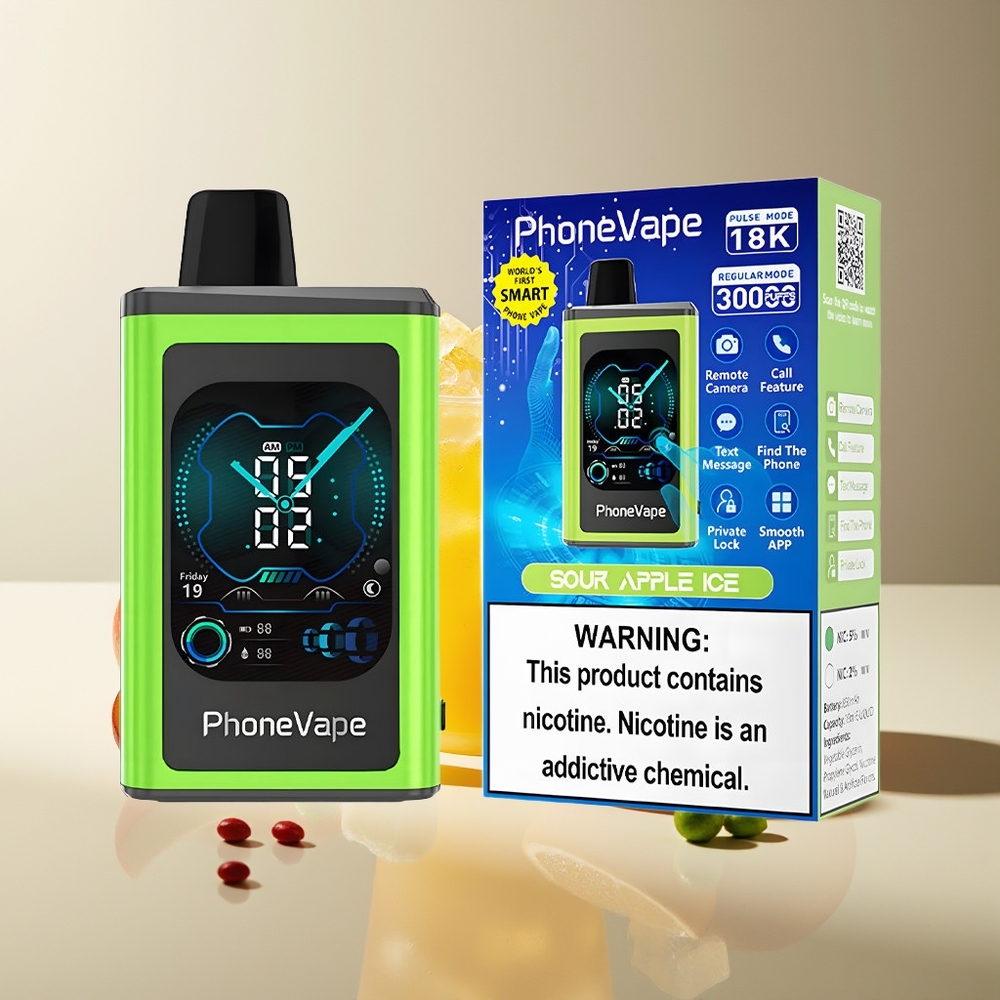 JNR PhoneVape 30000 chupadas Batería Recargable 850mAh Tipo-C Turbo Manzana Ácida Helada