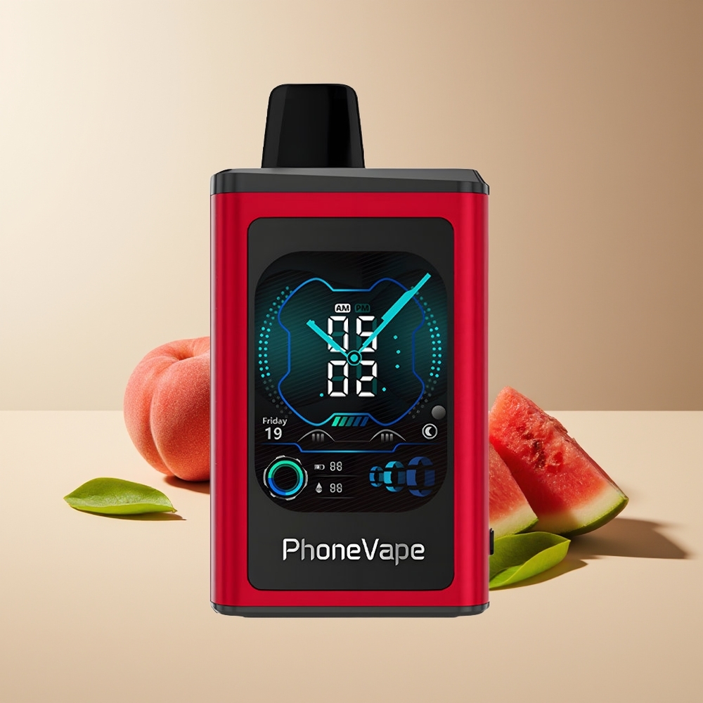 JNR PhoneVape 30000 chupadas Recargable con Turbo Modo y Pantalla Completa Melocotón Mango Sandía