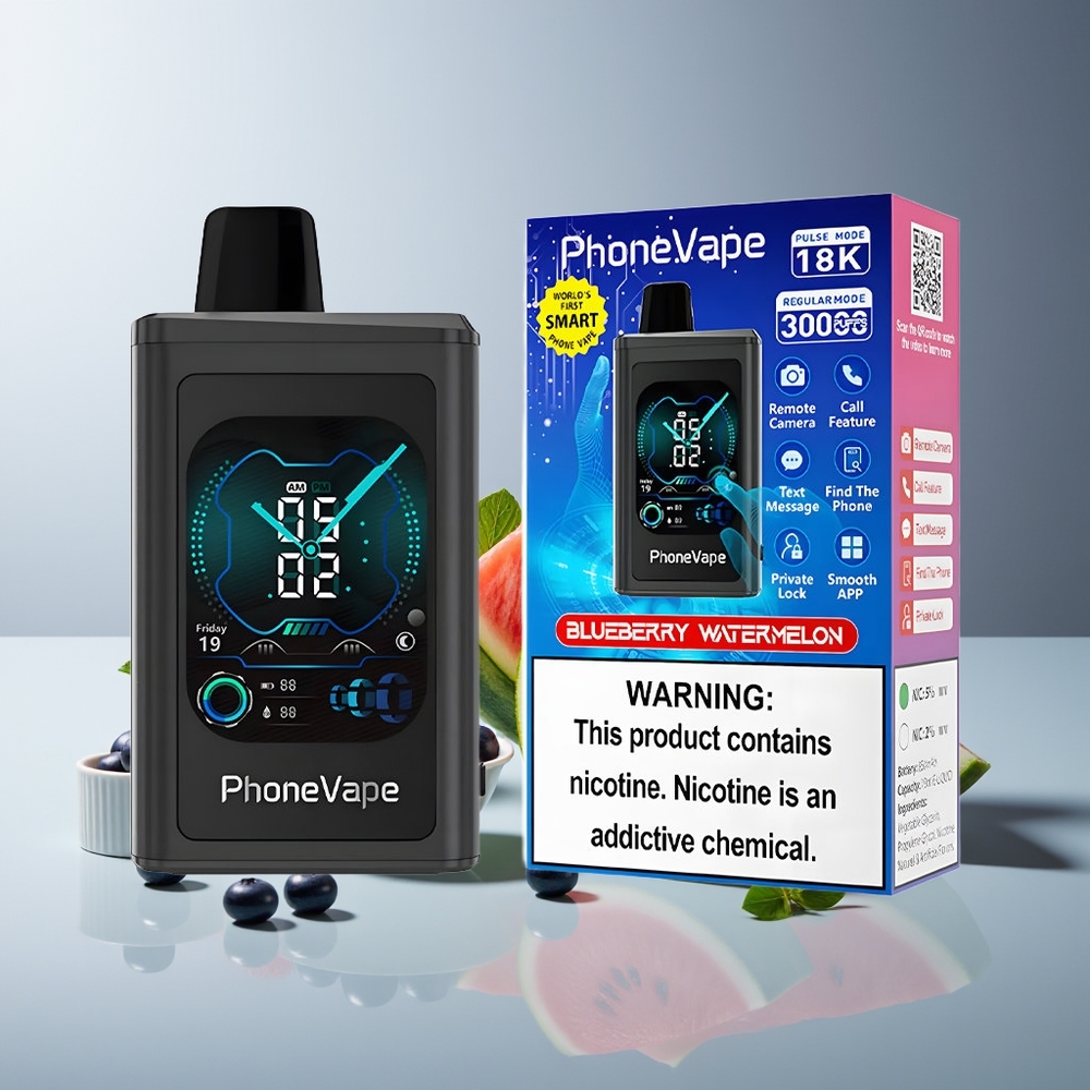 JNR PhoneVape 30000 chupadas Rechargeable Turbo Pantalla Completa Arándano Sandía