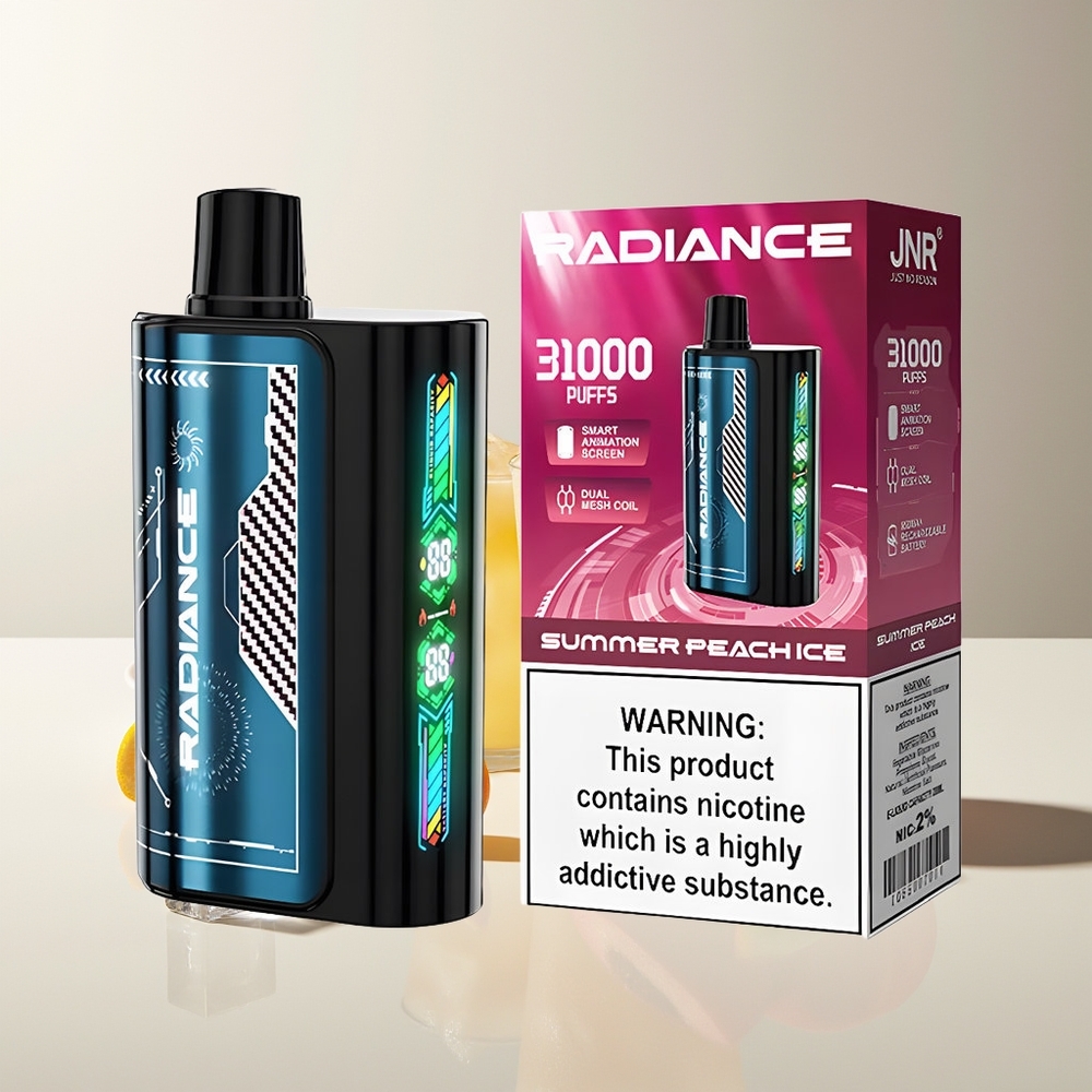 JNR Radiance 31000 Puffs Pantalla Inteligente Doble Malla Durazno Helado de Verano