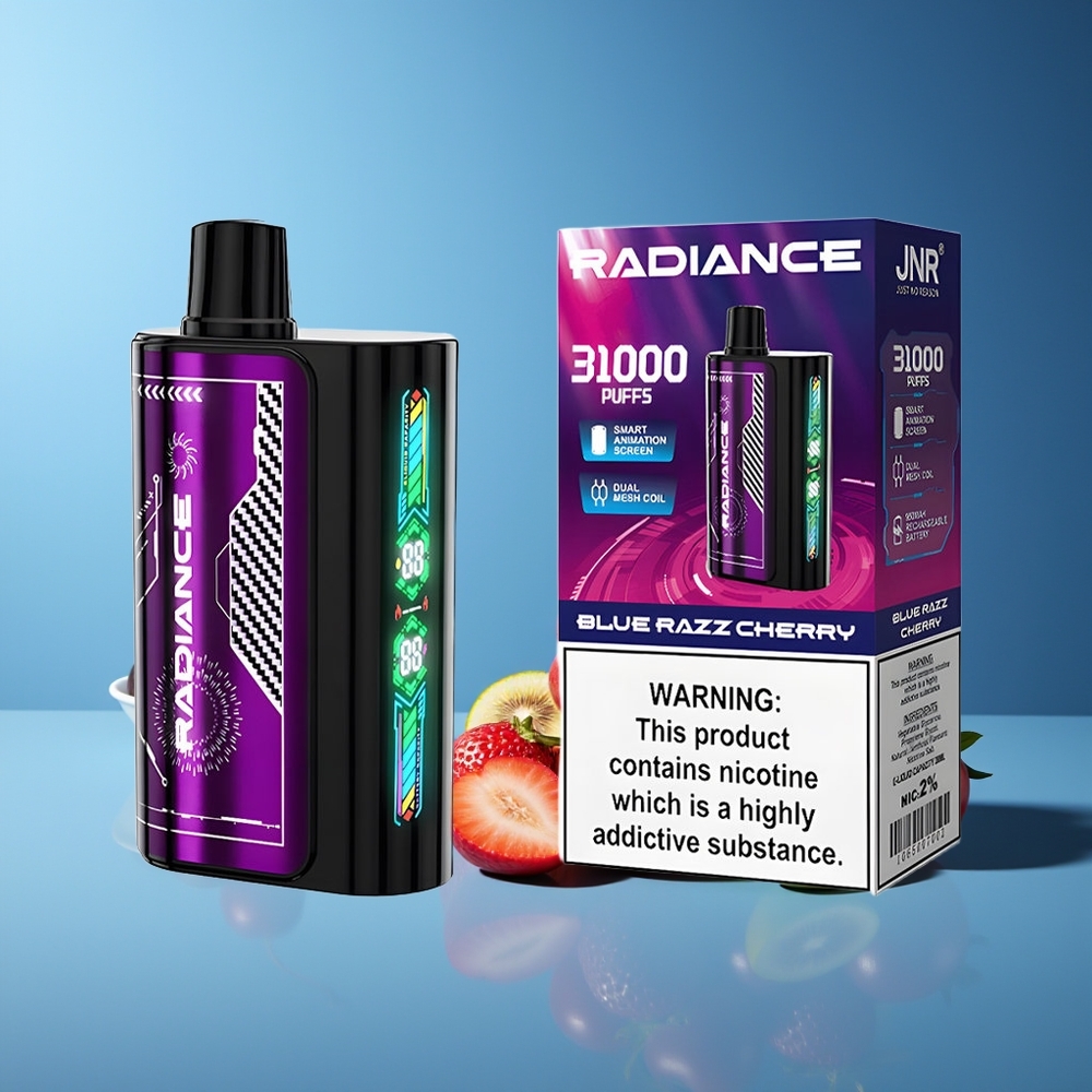 JNR Radiance 31000 Puffs Pantalla Inteligente Dual Malla Azul Frambuesa Cereza