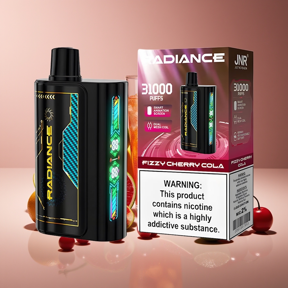 JNR Radiance 31000 Puffs Pantalla Inteligente Dual Malla Cereza Cola Fizzy