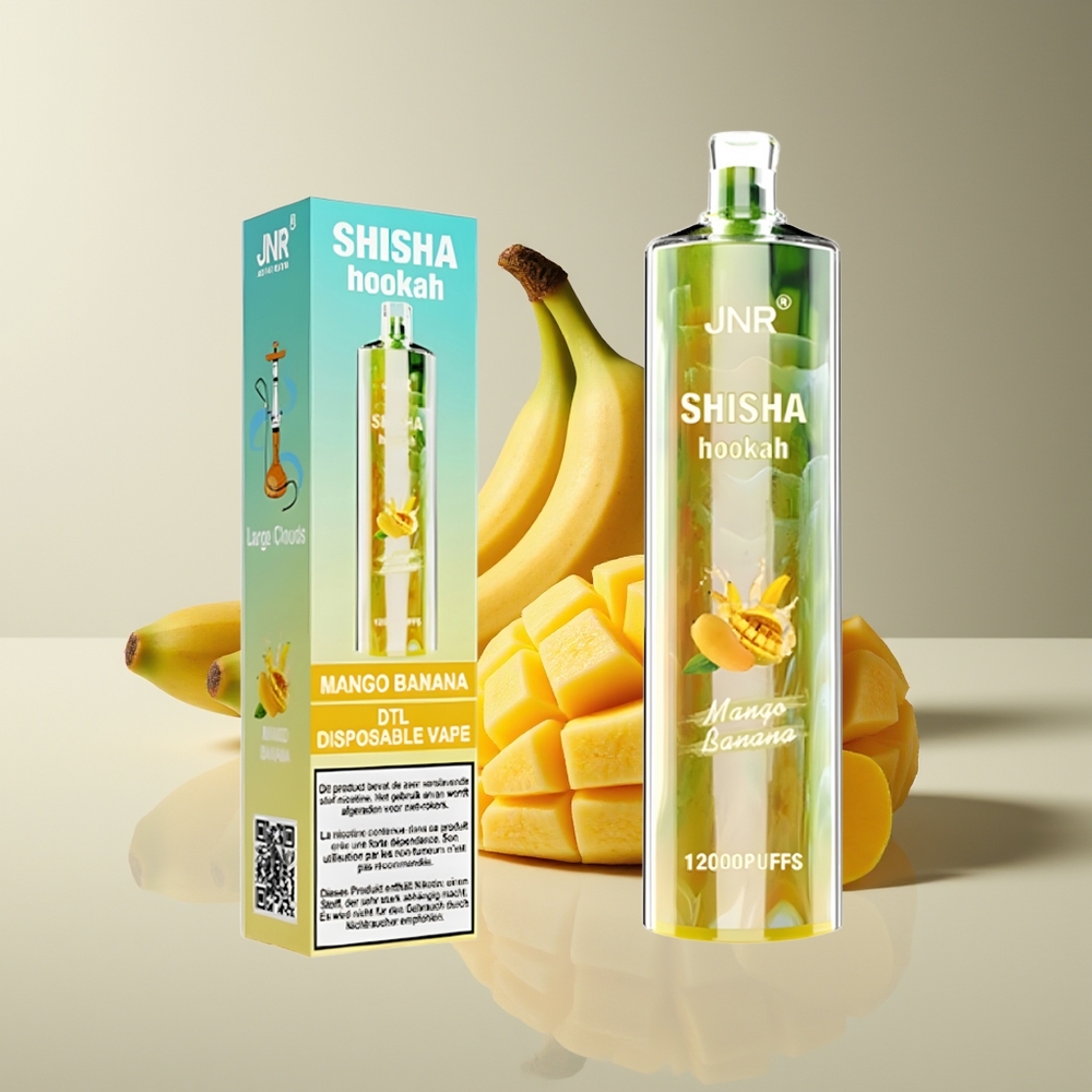 JNR Shisha Hookah 12000 Puffs 750mAh 24ml 0.6 Ohm Manga Plátano