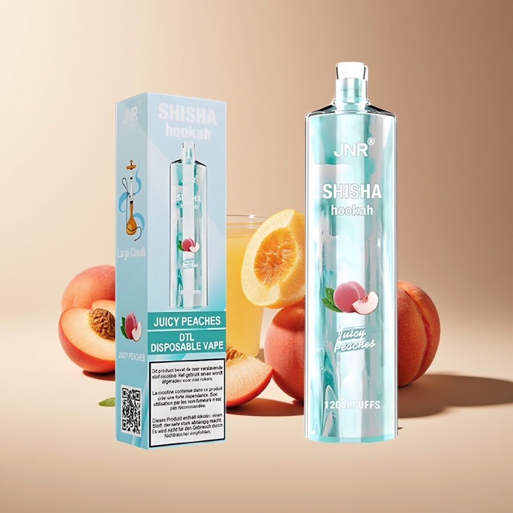 JNR Shisha Hookah 12000 Puffs 750mAh 24ml 0.6 Ohm Melocotones Jugosos