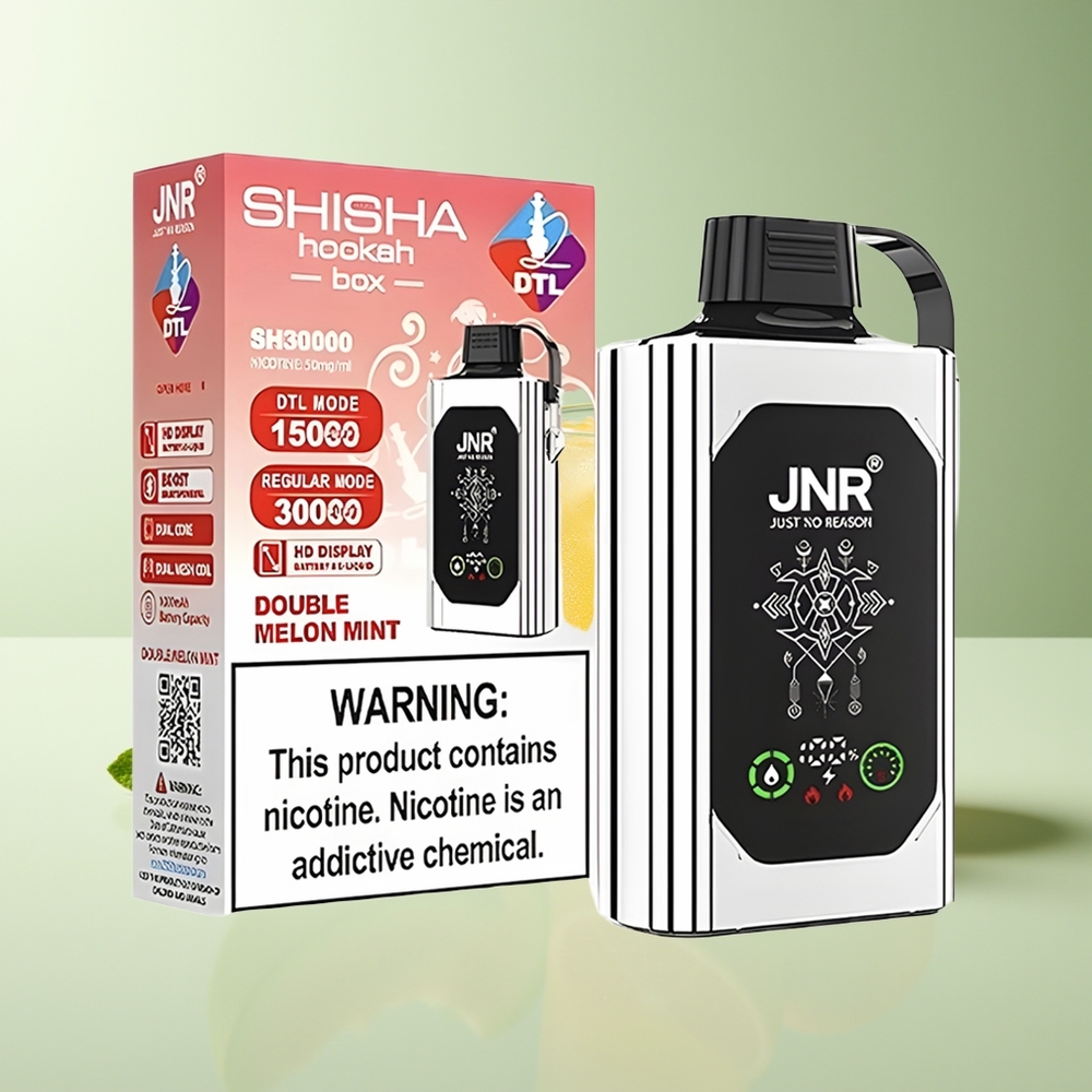 JNR Shisha Hookah Box 20500 Caladas HD Pantalla 1000mAh 25ml Doble Malla y Doble Núcleo Tipo-C Carga Rápida Nicotina 0% 2% 5% Melón Doble Menta