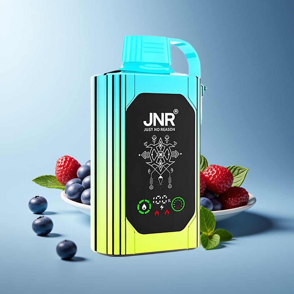 JNR Shisha Hookah Box 20500 Puffs HD Display 1000mAh 25ml Dual Mesh Coil & Dual Core Type-C Quick Charge 0%,2%,5% Menta Arándano
