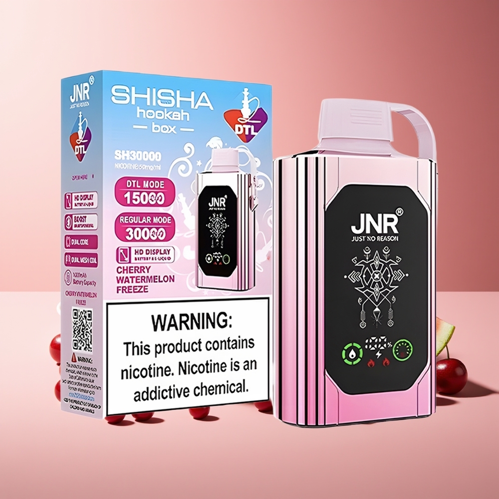 JNR Shisha Hookah Box 20500 Puffs HD Display 1000mAh 25ml Dual Mesh Coil Type-C 0% 2% 5% Cereza Sandía Helada