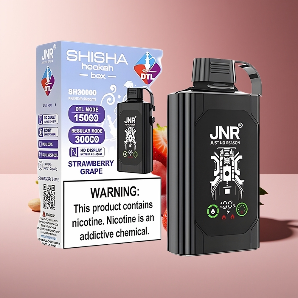 JNR Shisha Hookah Box 20500 Puffs HD Display 1000mAh 25ml Dual Mesh Coil Type-C Fresa Uva