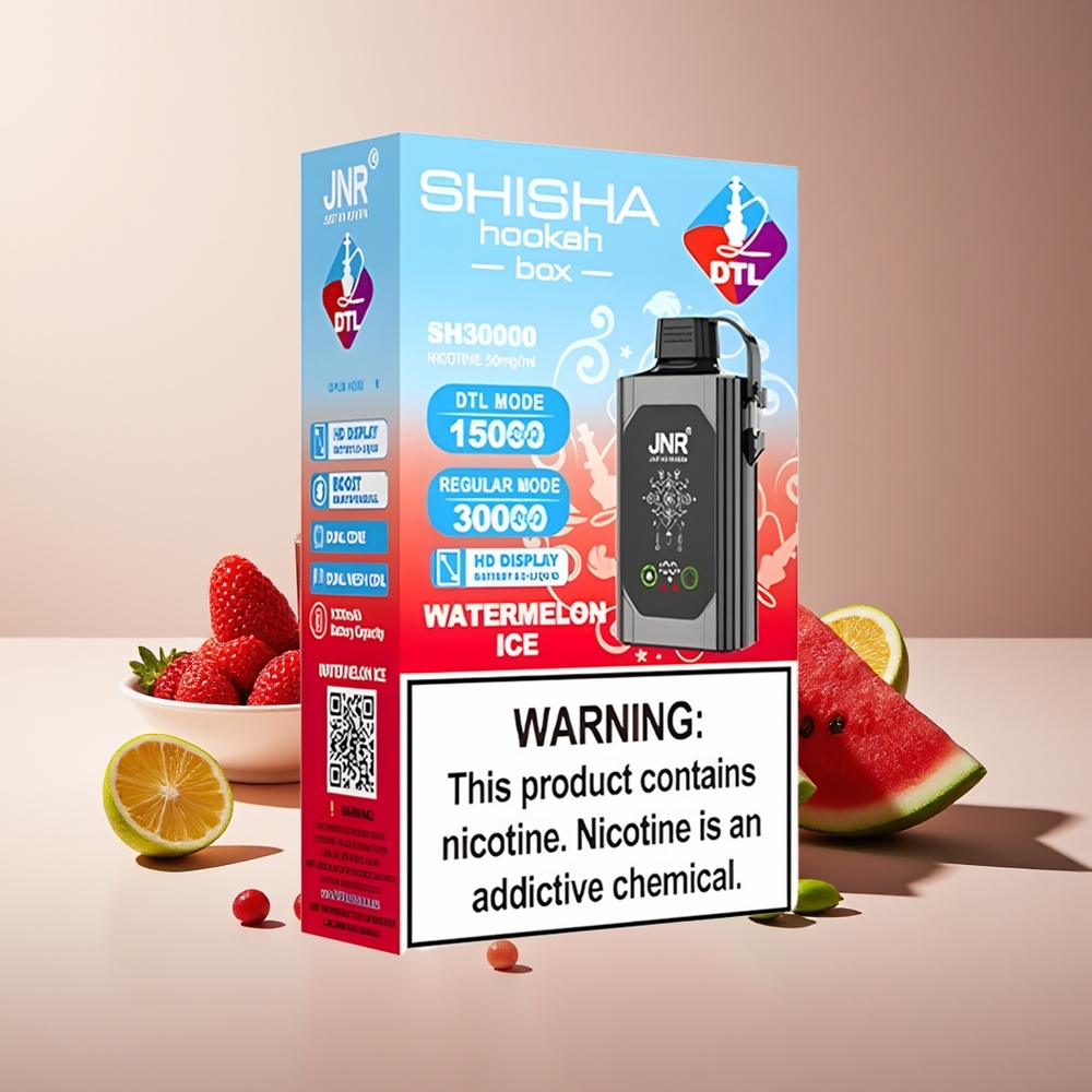 JNR Shisha Hookah Box 20500 Puffs HD Display 1000mAh 25ml Dual Mesh Coil Type-C Sandía Hielo