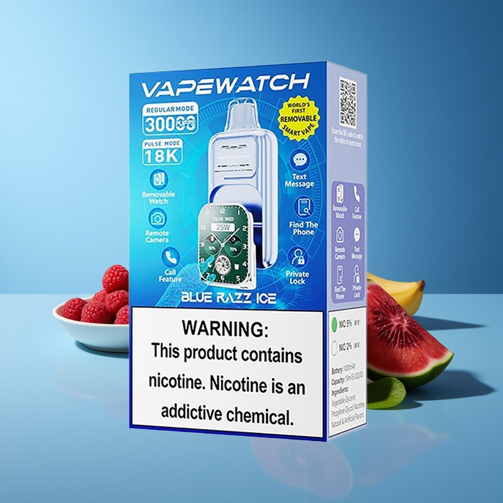 JNR VapeWatch 30000 Bocados Carga Rápida Tipo-C Doble Malla Azul Frambuesa Hielo