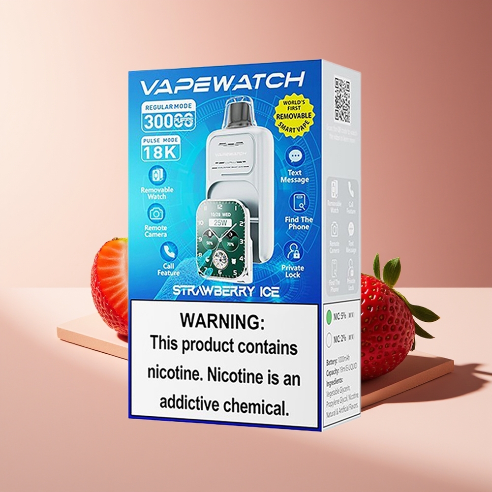 JNR VapeWatch 30000 Puffs Doble Malla Carga Rápida Type-C Fresa Hielo